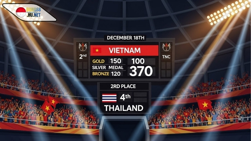 Bảng tổng sắp huy chương sáng 18/12: Việt Nam vững vàng vị trí thứ 3, bám đuổi sát sao Indonesia 9 bang-tong-sap-huy-chuong-sang-18-12-viet-nam-vung-vang-vi-tri-thu-3-bam-duoi-sat-sao-indonesia